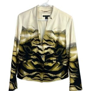 Chico's Cream, Gold & Black Patterned Blazer